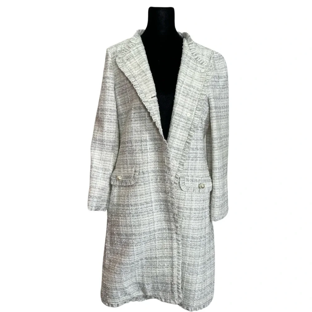Kate Spade Sparkle Tweed Metallic Coat Size 6 - Picture 8 of 15